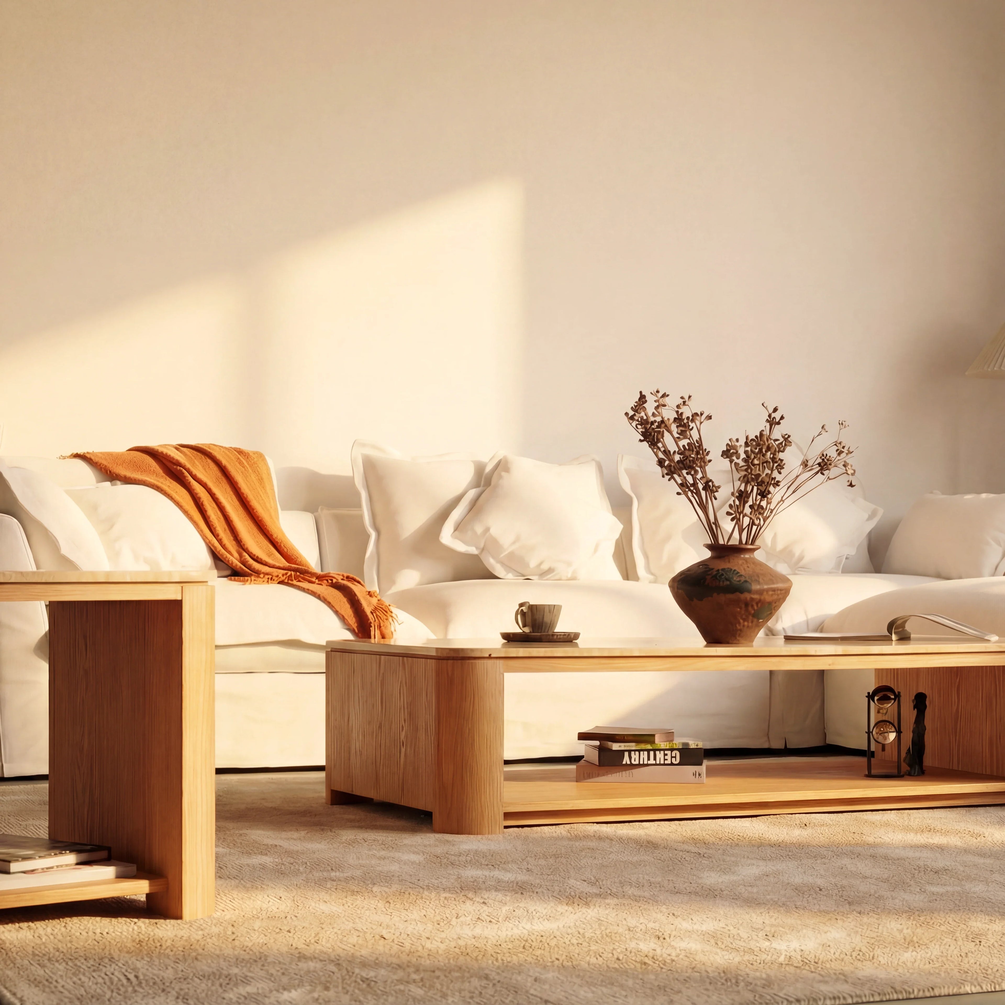 Ovelo Coffee Table Oak wood with travertine top