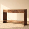 VISTA Console Table White oak with sculpted slat detailing