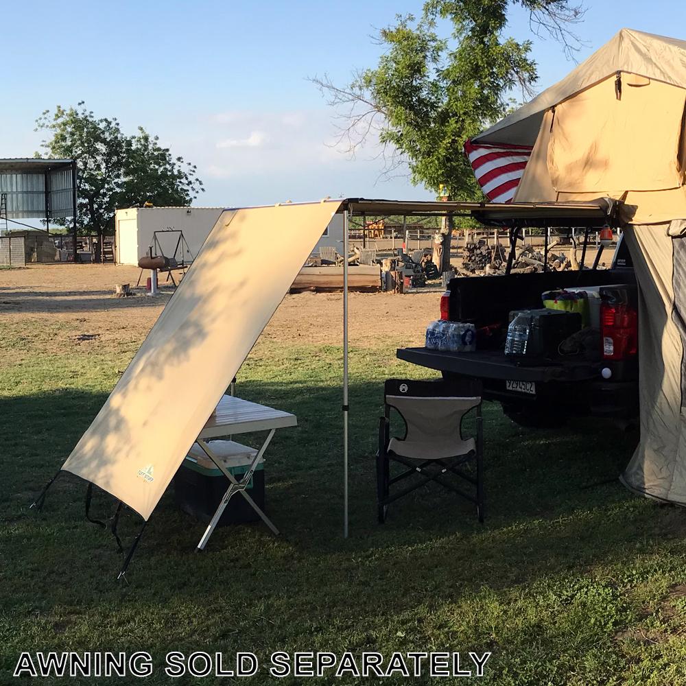 Truck or Car Awning Shade Wall, 4.5x6 Feet, Poly-Cotton Ripstop Fabric, Tan